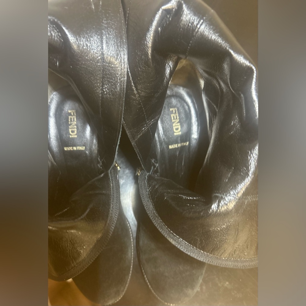 *SOLD*Authentic Fendi Black Suede Cathy Tall Wedge Boots - Picture 3 of 15